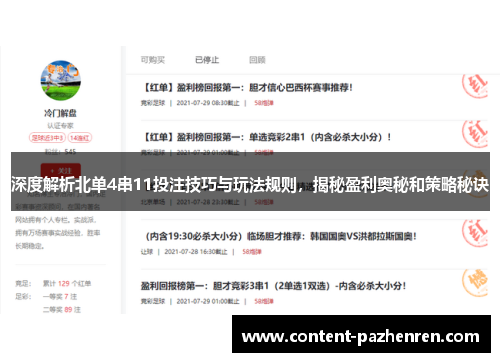 深度解析北单4串11投注技巧与玩法规则，揭秘盈利奥秘和策略秘诀