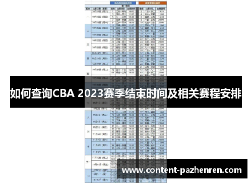 如何查询CBA 2023赛季结束时间及相关赛程安排